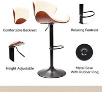 Tabourets de Bar Pivotants de Style Moderne, Hauteur Réglable, en Bois Courbé, pour Hôtel, Restaurant, Cuisine, Maison et Salon
