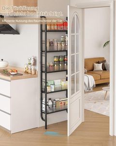 Modern Black 5-Tier Slim Waterproof Bathroom <b>Shelf</b> Carbon Steel <b>Wall</b>-Mounted Rack 9cm Deep for Kitchen Dormitory Tight Spaces - Product Image 3