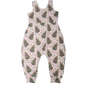 Christmas tree Printing Romper Baby Cartoon Wholesale and Custom Baby Girl Full Knitted Leo Girls Halter vest Jumpsuit