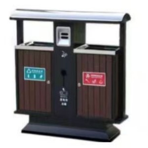 Zhongming Outdoor Steel And Wood Trash Can 100X40X100Cm <b>Square</b> With Lids For Residential Sanitation - Product Image 1