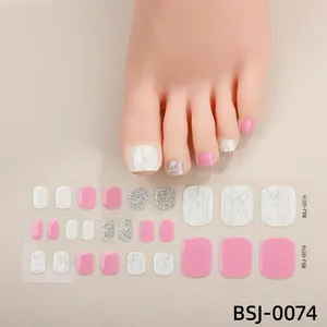 New Trends Toe Gel Nails Strips Nail Art Toe Stickers Glitter Custom Logo Semi Cured Gel Toenail Wraps