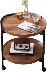 Meubles de salon pour la maison, <span class=keywords><strong>table</strong></span> basse ronde en bois de style moderne, <span class=keywords><strong>table</strong></span> d'appoint en bois durable avec <span class=keywords><strong>roulettes</strong></span> - Product Image 3