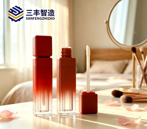 Reddish Brown Empty Square Gradient Transparent <b>Lip</b> Oil Tube for Cosmetic Packaging - Product Image 6