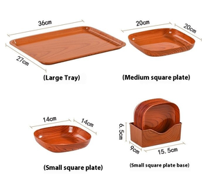 Popolare Vassoio Quadrato in Melamina Stile Cinese con Effetto Legno per Snack, Frutta Secca e Dolci - Product Image 3