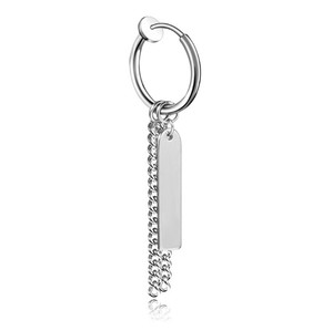Boucles <span class=keywords><strong>d</strong></span>'oreilles vintage en chaîne pour femmes, bijoux à clip en acier inoxydable, vente en gros - Product Image 4