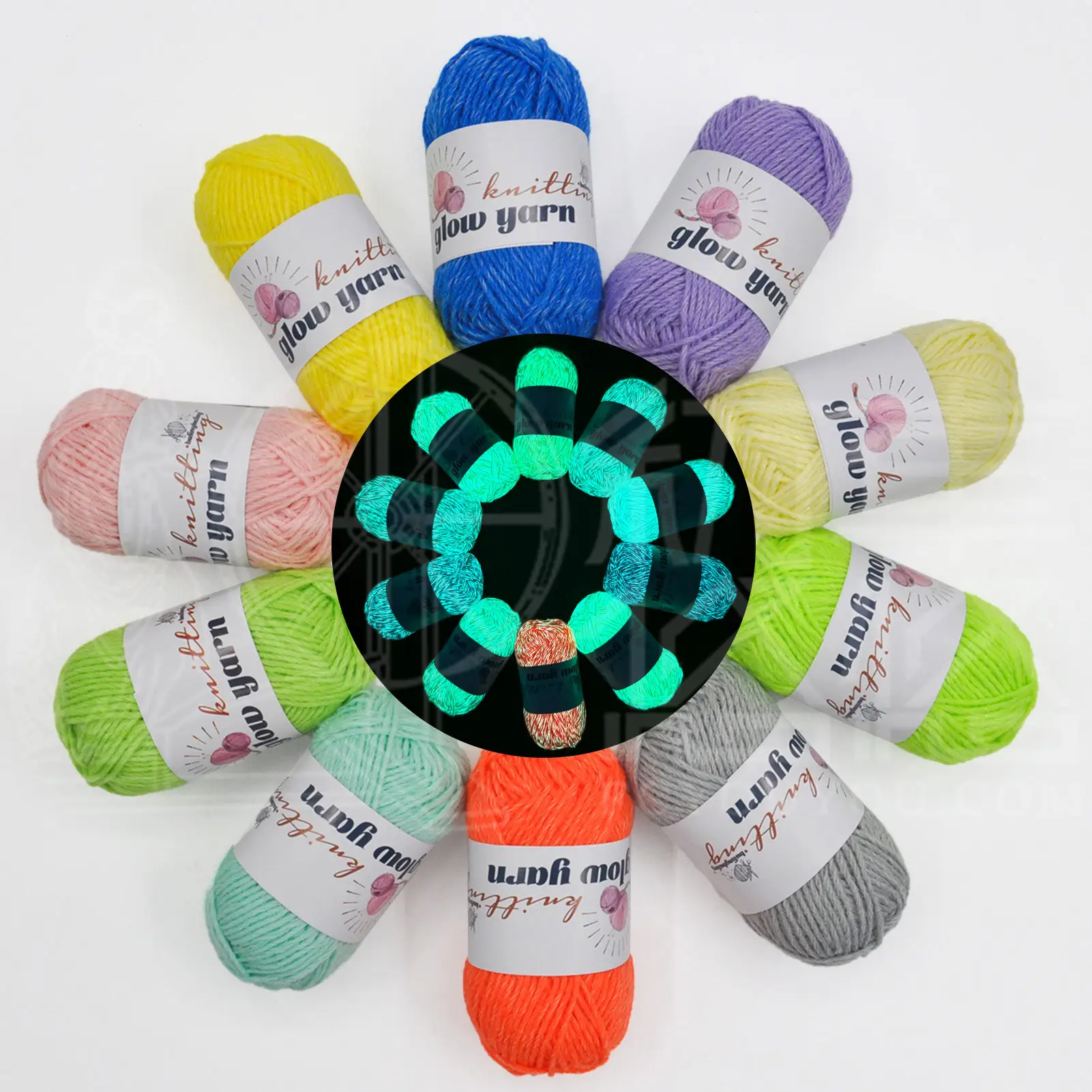 Luminous Glow in the dark Crochet yarn Knitting Yarn 10 Pack Hand Knitting yarn Luminous Thread Each 30g Colorful for Christmas