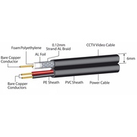 Cable Coaxial de Seguridad RG6 RG59 para Video y Audio CCTV, Siamese, RG59+2C con Alimentación CC 0.75mm2/0.5mm2