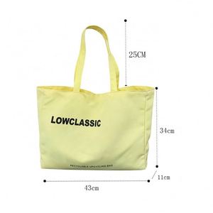 Sac fourre-tout en toile de coton rose, rouge et jaune, personnalisé avec logo imprimé, lavable, durable, grand format, pour la promotion en gros - Product Image 2