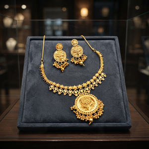 Wholesale Women's Brass 14K 18K 24K Micro Gold Plated Box Chain Fashion Necklaces Traditional Design Wedding Set - Product Image 3