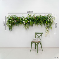Guirlande de fleurs artificielles blanches et vertes, faite à la main, durable, personnalisable, en soie, pour décoration d'arche de mariage