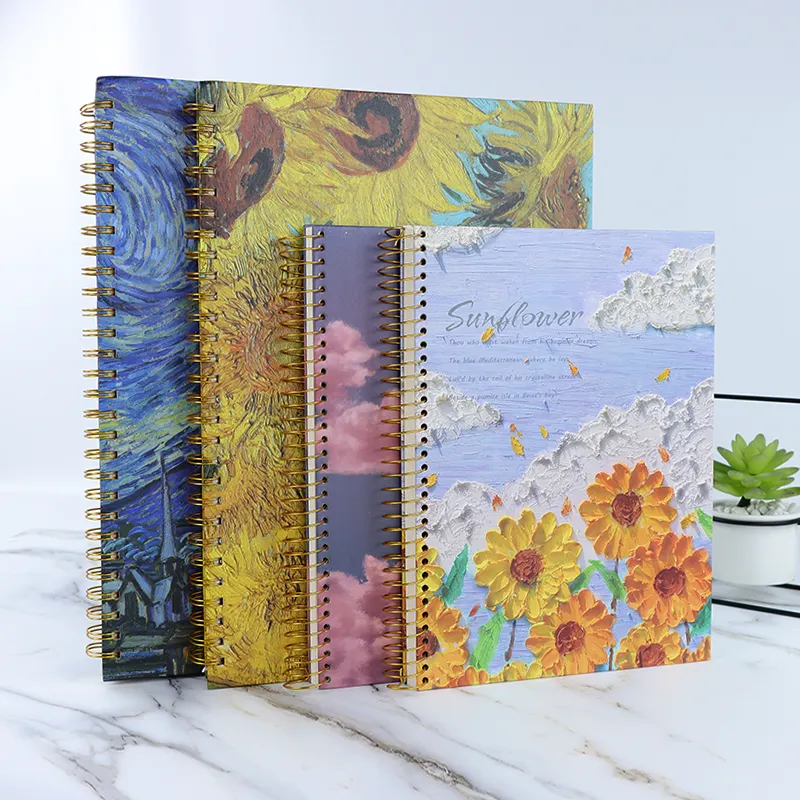 Perlengkapan Sekolah A5 Hardcover Seni Cat Air Notepad A4 Custom Van Gogh Buku Sketsa untuk Siswa