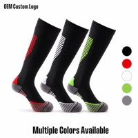 Chaussettes de sport à compression mi-hautes pour hommes, avec soutien tricoté zoné, évacuation de l'humidité, semelle amortie, pour la course et la randonnée, logo personnalisé OEM