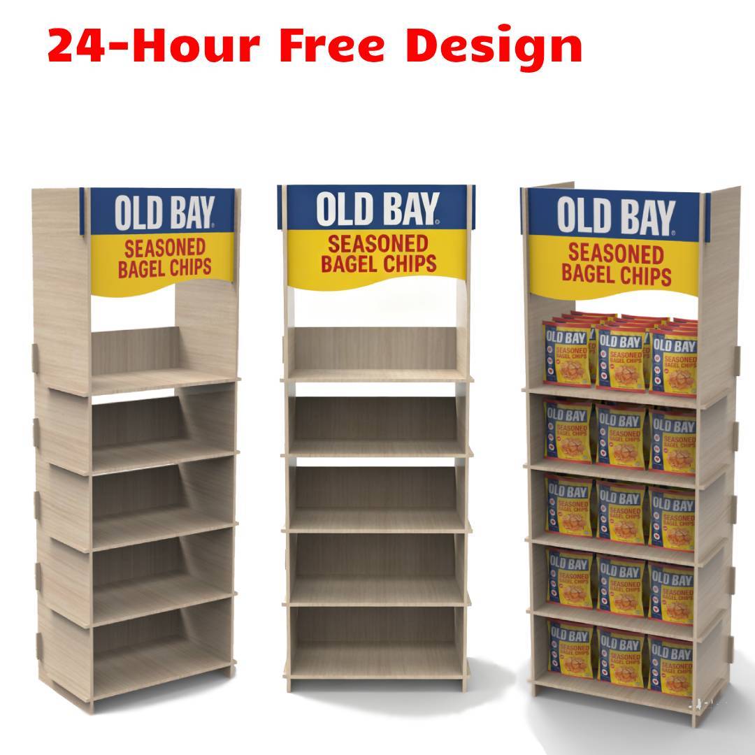 Custom Wooden Easy Assemble Display Rack for Snack & Chips Display Stand for Retail for Supermarkets & Retail Stores — view 3