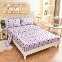 Parure de Draps Florale Aoyatex en Microfibre Brossée avec Taie d'Oreiller, Motif Papillon, Draps Imprimés en Gros
