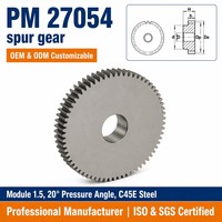 Engrenage droit en acier C45E de haute qualité PM 27054, zingué, DIN 6 Grade Z54 M1.5, service ODM pour le réglage de l'orientation des éoliennes