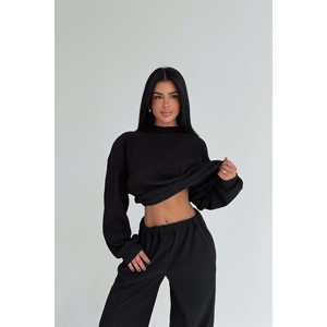 Ensemble deux pièces noir Brimsley pour femme, taille XS, short formel au-dessus du genou et haut croisé tissé avec logo décoratif - Product Image 2