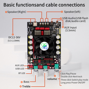 โมดูลเครื่องขยายเสียงบลูทูธ XY-T220H 220W*2 ระดับออดิโอไฟล์ พร้อมปรับเสียงความถี่สูงและต่ำ ช่องสัญญาณคู่ สเตอริโอ TPA3251 - Product Image 6