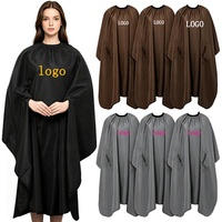 Capes de coiffure imperméables avec logo personnalisé et trous pour les bras, idéales pour barbiers et salons de beauté, marron et gris, pour la coupe – Offre spéciale