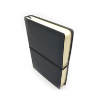 Cuaderno de cuero Pu de lino para costura, cuaderno de notas con logotipo personalizado A5, diario marrón con lunares en blanco