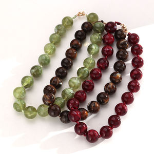 שרשרת חרוזים עגולה פשוטה בעיצוב אישי, אביב וקיץ סִגְנוֹן חדשה, עבודת יד, צבעונית, 18 מ\\\"מ, שרשרת חרוזים עם חוט שעווה קשור, לנשים - Product Image 2