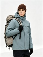 Veste d'hiver à capuche unisexe, en tissu imperméable, avec rembourrage en duvet de canard blanc intégré, coupe-vent pour la randonnée et le trekking