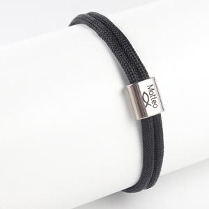 Pulsera <span class=keywords><strong>de</strong></span> Cordón Trenzado <span class=keywords><strong>de</strong></span> Acero Inoxidable 316L, Grabado Personalizado con Nombre, Diseño <span class=keywords><strong>de</strong></span> Pez Religioso, Macramé Ajustable, Joyería <span class=keywords><strong>para</strong></span> <span class=keywords><strong>Hombre</strong></span> y Mujer, Venta al Por Mayor OEM - Product Image 4