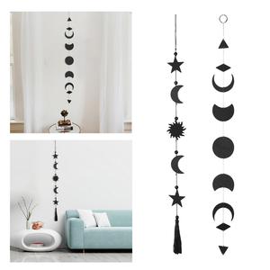 Decorazioni Moon bohémien cestino da parete di lusso fatto a mano macramè e metallo verticale Art decoro per soggiorno decorazioni per la casa - Product Image 4
