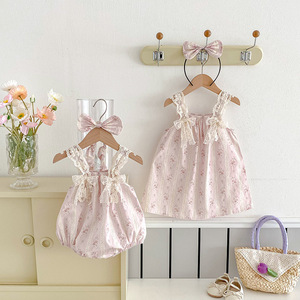 Tutina Estiva per Neonati con Stampa in Pizzo, Abbigliamento per Bambini in <span class=keywords><strong>Cotone</strong></span> - Product Image 1