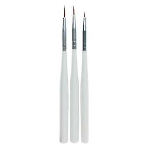 Ensemble de 3 pinceaux à ongles de qualité supérieure avec manche en plastique blanc, style sable, pour la peinture florale et la manucure - Product Image 1