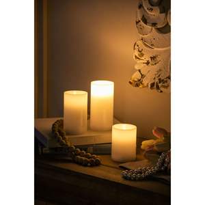 Led <b>Candle</b> <b>Set</b> Of 3 White Flameless <b>Candles</b> With Remote Timer Wax Material For Home Decoration Cylinder Shape Matte Finish - Product Image 4