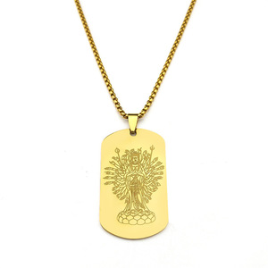 Collar de Acero Inoxidable con Guanyin de Mil Manos del Sudeste Asiático, Tailandia, Joyería de Acero de Titanio Chapada en Oro - Product Image 6