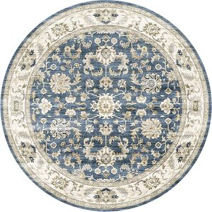 Tappeti Rotondi di Lusso Morbidi 4ft, Antiscivolo e Lavabili, Stile Vintage per Soggiorno, Camera da Letto, Sala da Pranzo, Ufficio, Blu - Product Image 6