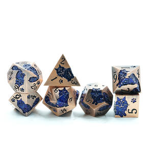 Набор металлических многогранных кубиков для ролевых игр D&D, RPG, MTG, Pathfinder, Warhammer, с дизайном «Синий кот», игровые кубики для настольных игр - Product Image 1