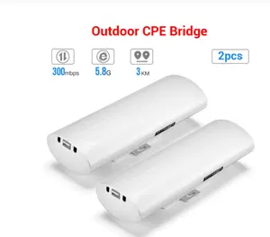 Betrouwbare Leverancier 5.8G Draadloze Outdoor Cpe 300Mbps Point To Point Access Point 3Km Lange Afstand Wifi Brug Met 14dbi High Gain Antenne 2-Pack