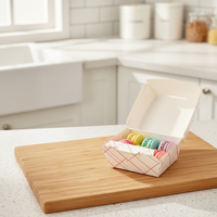Boîtes d'emballage en papier kraft plié pour macarons / gâteaux / biscuits / chocolats / bonbons avec fenêtres transparentes à vendre