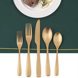 Elegant Shine Set de couverts décoratifs en acier inoxydable or mat pour lave-vaisselle au meilleur prix - Product Image 1