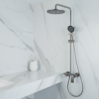 Ensemble de douche mural moderne avec robinet thermostatique, pomme de douche pluie, finition chromée, construction en cuivre