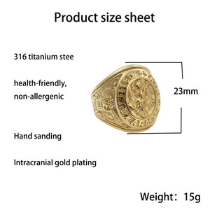Men's Eagle <b>Ring</b> Titanium Steel Retro Punk Style <b>Silver</b> Gold Color United States Army Design 24046 - Product Image 5