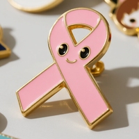 Broche espoir officielle bon marché en gros personnalisé sensibilisation au cancer du sein rouge rose or jaune ruban épinglette en métal