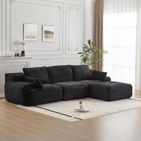 Noir + Velours côtelé + 3 places