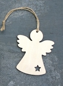 Adornos de Ángel de madera ecológicos hechos a mano, decoración rústica tradicional para árbol de Navidad con tamaño personalizable - Product Image 4