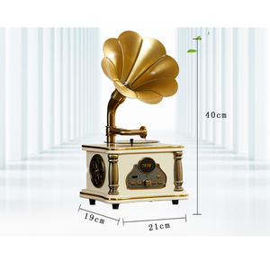 Retro Multi Function Portable Gramophone Speaker With FM Radio For Home Car Use <b>USB</b> TF Card Slot Plastic Material - Product Image 3