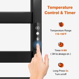Calentador de toallas de 8 barras con temporizador y control de temperatura, de acero inoxidable para baño - Product Image 5