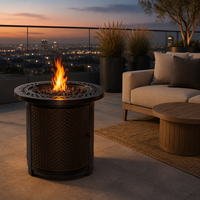 Table de foyer au gaz pour terrasse, personnalisée, OEM, moderne, ronde, sans fumée, au propane ou au gaz naturel, avec brûleur en acier inoxydable