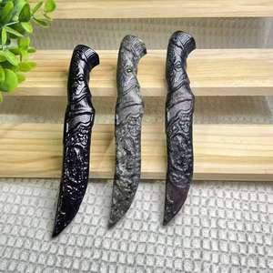 Couteau en Yooperlite et Obsidienne Noire de Qualité Naturelle, Modèle Artisanat Sculpté à la Main, Cristal pour Décoration de Bureau, Maison ou Cadeau - Product Image 2