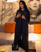 Concevez Votre Propre Abaya Dubaï 2026 - Robe Abaya Islamique Musulmane d'Arabie Saoudite Noire Scintillante du Golfe