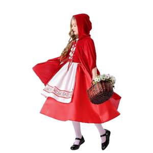 Vestido de encaje de estilo de niña suave de Lolita para espectáculo de escenario de lujo para niños con capa disfraz de Caperucita Roja - Product Image 5