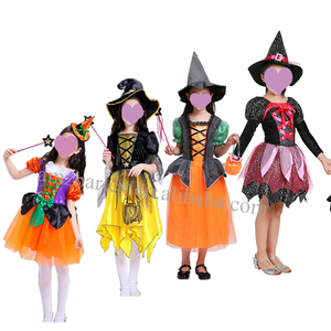 Disfraz <span class=keywords><strong>de</strong></span> Bruja para Niños, Disfraz <span class=keywords><strong>de</strong></span> Hada Mágica, Traje <span class=keywords><strong>de</strong></span> Carnaval, Disfraz <span class=keywords><strong>de</strong></span> Calabaza para Niña con Sombrero y Varita - Product Image 1