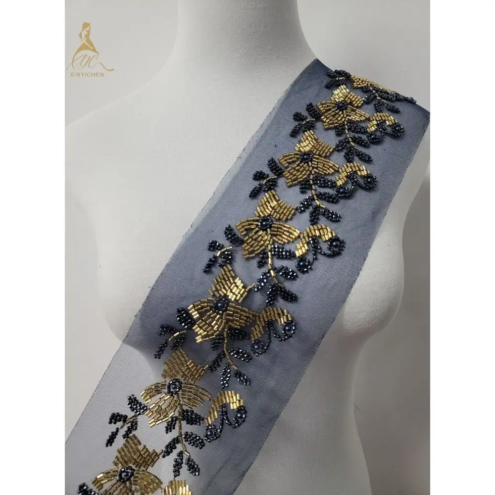 Vàng TRIM appliques và trang trí sequin và brads thêu ren cho trang phục