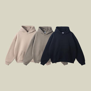 हेवीवेट ठोस रंग ओवरसाइज़ हूडी कोई तार मोटी भारी कस्टम हूडी 500 जीएसएम पफ प्रिंट कढ़ाई - Product Image 1